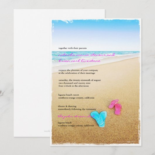 Bel invitation chic de mariage de bascules (Devant / Derrière)