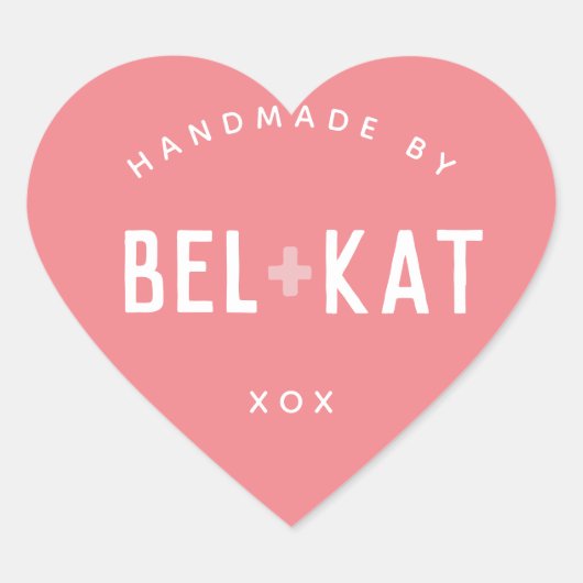 BEL + KAT HART modern logo koraal Hart Sticker (Voorkant)
