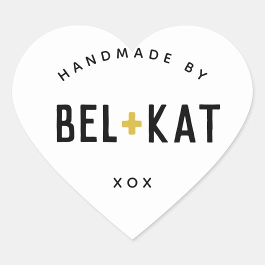 BEL + KAT HEART moderne logo zwarte mosterd Hart Sticker (Voorkant)