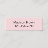 Bel me Bleek Roze en Zwart Jouw naam Telefoonnumme Mini Visitekaartje (Achterkant)