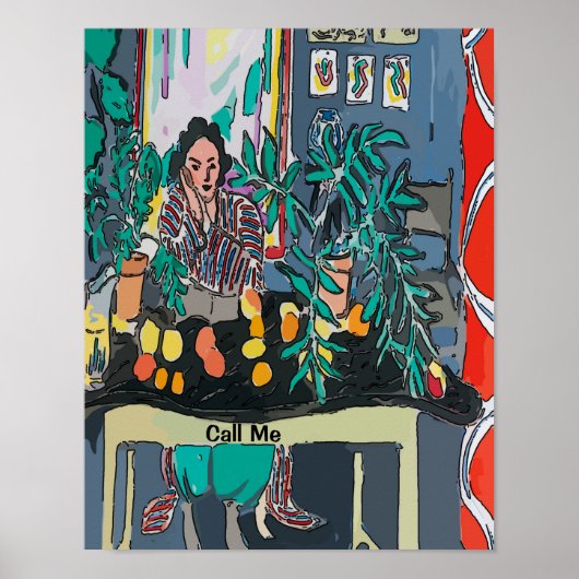 Bel me, de Telefoon van de Cel, Garden, geef tekst Poster (Voorkant)