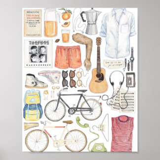 Bel me door Jouw naam Minimale illustratie schilde Poster