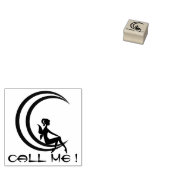 Bel me! - fee zitten op de maan 	rubberstempel (Gestempeld)