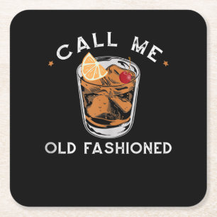 Bel me Oude Fashioned Whiskey Drink Cocktail Vierkante Kartonnen Onderzetter