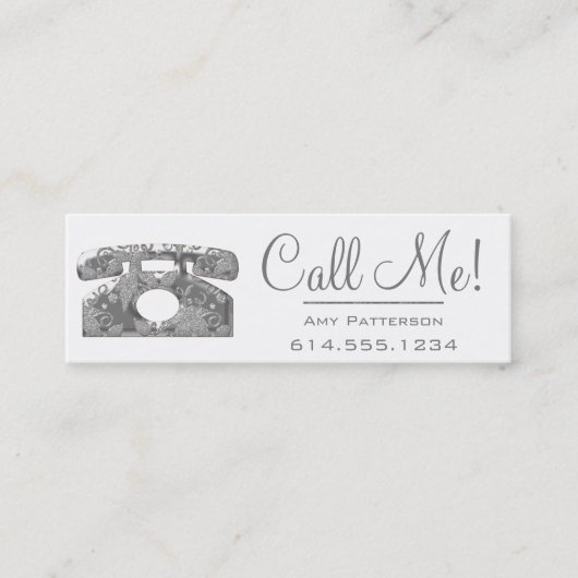Bel me! Silver-kaarten voor telefoongesprekken Mini Visitekaartje (Voorkant)