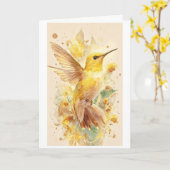 bel oiseau jaune sur une carte (Fleur jaune)