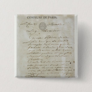 Bel van Maximilien de Robespierre Vierkante Button 5,1 Cm