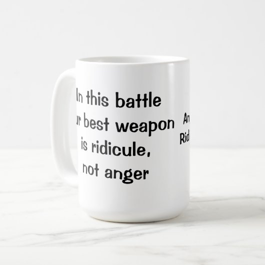 Belachelijk, geen boosheid koffiemok (Voorkant links)