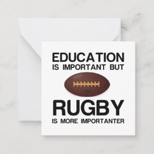 BELANGRIJK ONDERWIJS VOOR HET BELANG VAN RUGBY NOTITIEKAARTJE