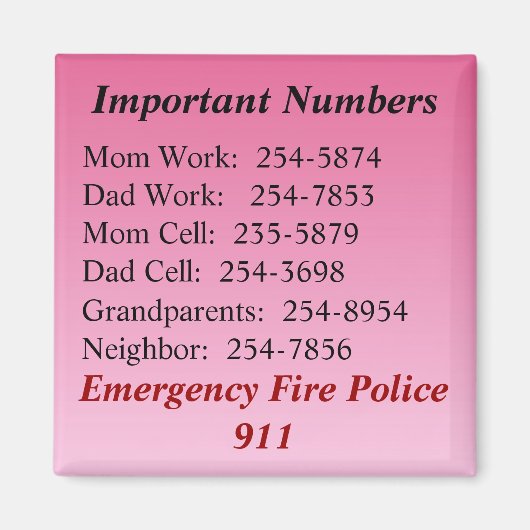 Belangrijke cijfers magneet (Voorkant)