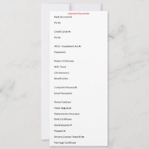 Belangrijke Documenten Kaart