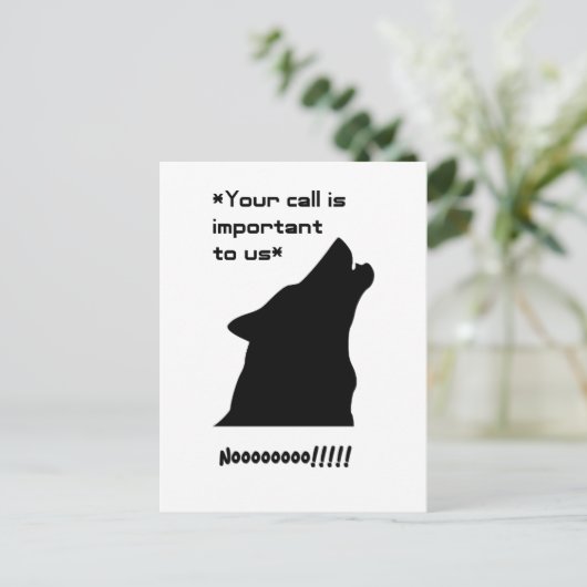 Belangrijke oproep Funny Wolf Customer Service Car Briefkaart (Staand voorkant)