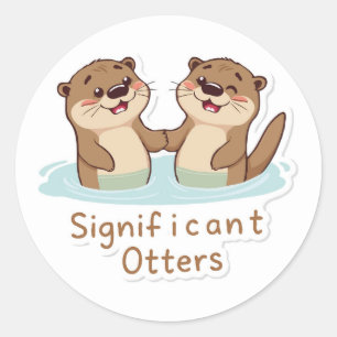 Belangrijke otters - Zwemmen Ronde Sticker