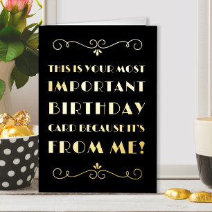 Belangrijke Verjaardag Vintage Typografische Goud Folie Wenskaart