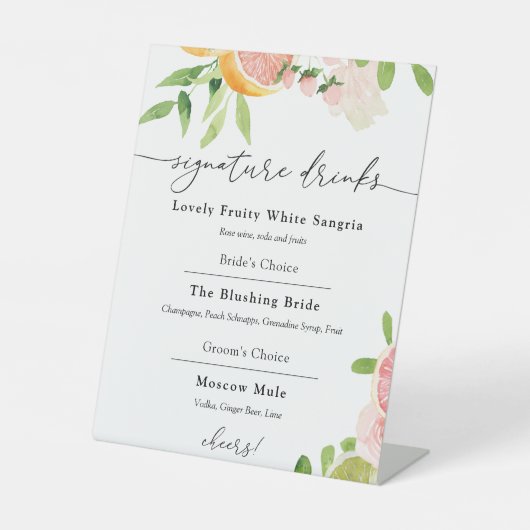 Belangrijkste knijpen Oranje handtekening Drinken Reclamebord Met Voetstuk (Voorkant)