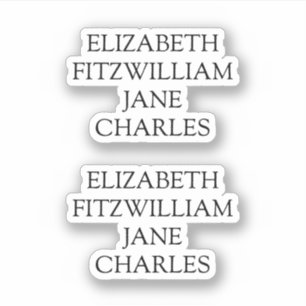 Belangrijkste tekens Pride en Prejudice Jane Auste Sticker