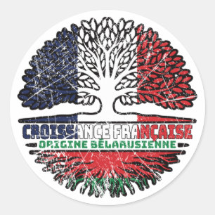 Belarus Belarusian Belarussian French France Tree Ronde Sticker