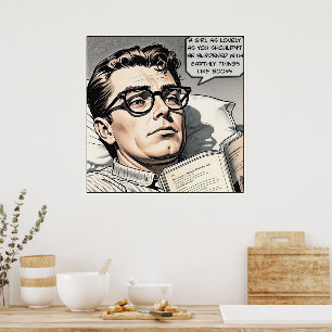Belast met boeken 1950's Romance Comic Poster