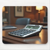 Belastingkrediet calculator op een bureau muismat (Voorkant)