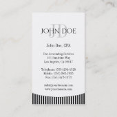 Belastingplichtige/CPA Monogram B/W Stripes Visitekaartje (Achterkant)
