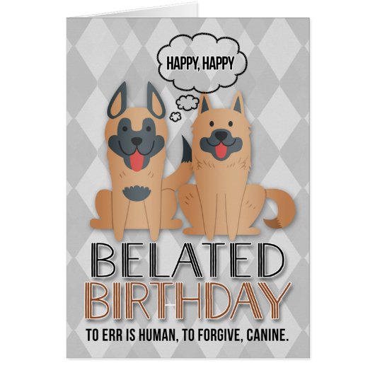 Belated Birthday Cute Cartoon Dogs (Voorkant)