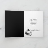 Belated Birthday Humor Wachten te lang Cute Rabbit Kaart (Binnen)