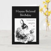 Belated Birthday Humor Wachten te lang Cute Rabbit Kaart (Gele Bloem)