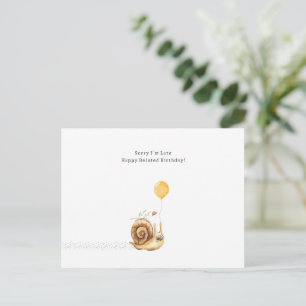 Belated Birthday Sorry Snail Illustration Card Briefkaart