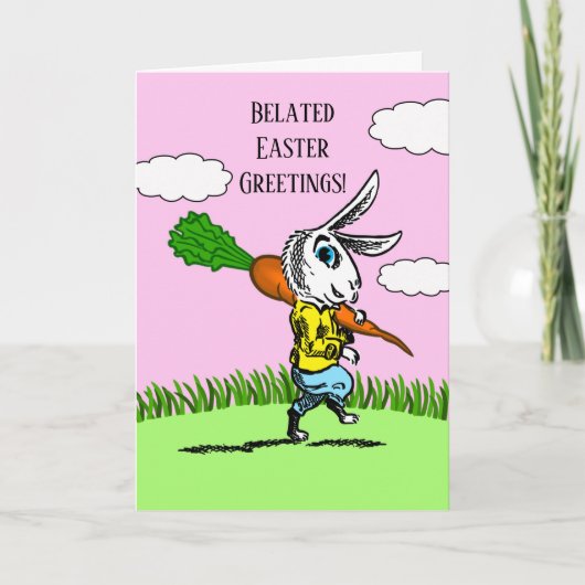 Belated Easter Greetings met Bunny en Big Carrot Kaart (Voorkant)