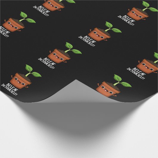 Beleaf in je eigen grappige Plant, pun Dark BG Cadeaupapier (Hoek)