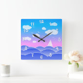 Beledig gekleurde zeebaars blauwe zee vierkante klok (Huis)