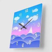 Beledig gekleurde zeebaars blauwe zee vierkante klok (Hoek)