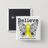 Beleef zelfmoordpreventie vierkante button 5,1 cm (Voorkant /achterkant)