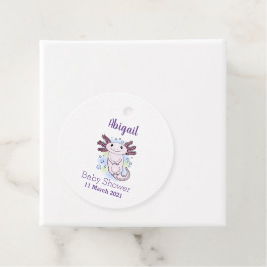 Belegend pink axolotl bedankjes labels (In situ)