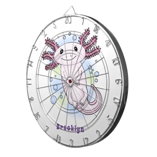Belegend pink axolotl dartbord (Voorkant Rechts)