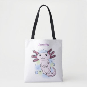 Belegend pink axolotl draagtas