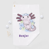 Belegend pink axolotl golfhanddoek (Insitu)