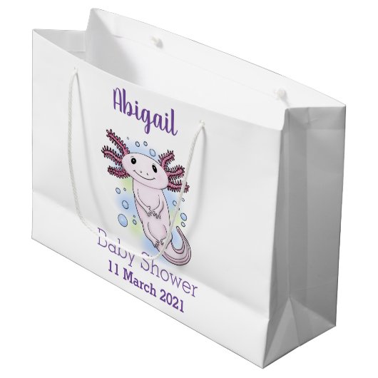 Belegend pink axolotl groot cadeauzakje (Voorkant Gekanteld)