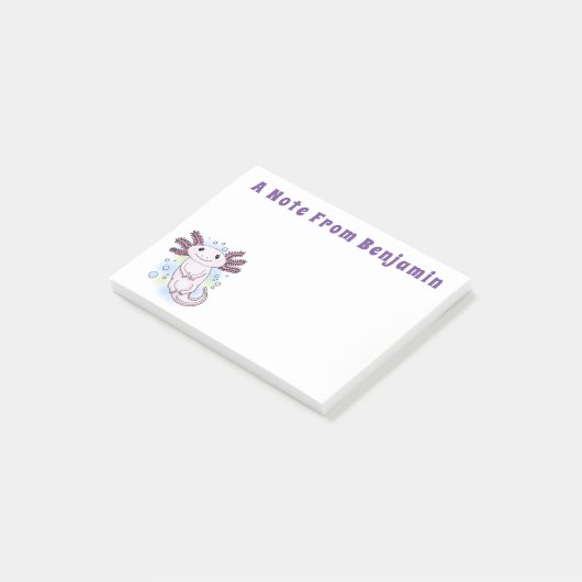 Belegend pink axolotl post-it® notes (Schuin)