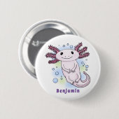 Belegend pink axolotl ronde button 5,7 cm (Voorkant /achterkant)