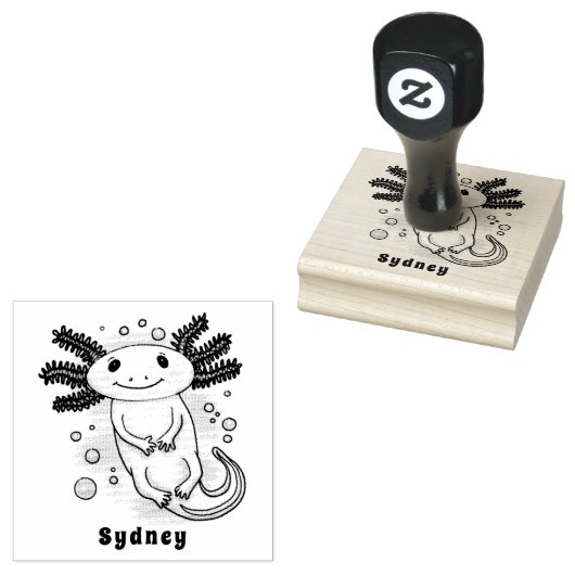 Belegend pink axolotl 	rubberstempel (Gestempeld)