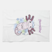 Belegend pink axolotl theedoek (Horizontaal)