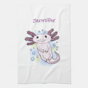 Belegend pink axolotl theedoek