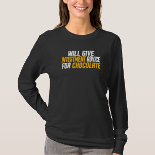 Belegger geeft beleggingsadvies voor chocolade t-shirt