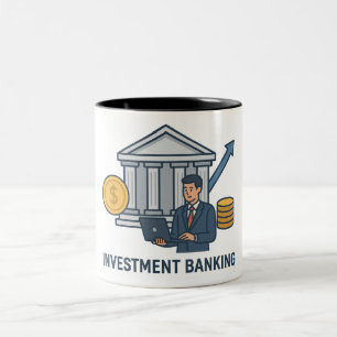 Beleggingsbankconcept illustratie tweekleurige koffiemok