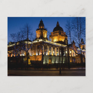 Belfast City Hall 's nachts Briefkaart