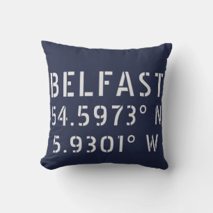 Belfast Latitude-lengte Kussen