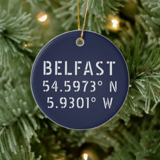 Belfast Latitude Longitude Keramisch Ornament (Boom)