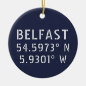 Belfast Latitude Longitude Keramisch Ornament (Voorkant)