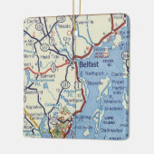 Belfast Maine 50's Map Keramisch Ornament (Links)
